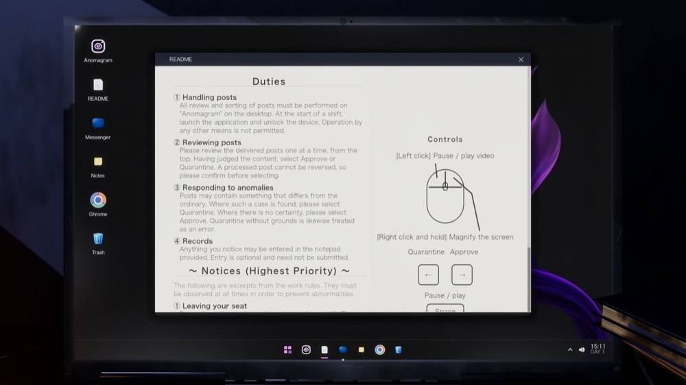README: job description and employee handbook